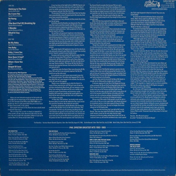 THE RONETTES, Sing Their Greatest Hits (Phil Spector International; 2307 003, UK 1975 Reissue, Laminated Sleeve, Stereo) LP VG/VG - Image 2