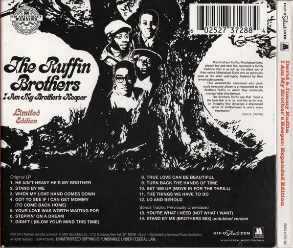 THE RUFFIN BROTHERS, I Am My Brother's Keeper: Expanded Edition (Hip-O Select; B0014239-02, US 2010, Limited Edition, Compilation) CD EX/EX - Image 2