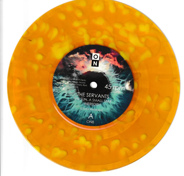 THE SERVANTS, The Sun A Small Star (Optic Nerve Recordings ; ON8, UK 2019 Reissue, Picture Sleeve, Poster & Postcard, Orange And Yellow Splatter Vinyl) 7" EP EX/EX - Image 3