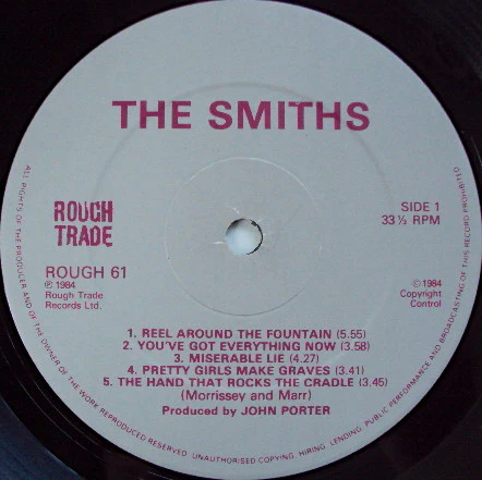 THE SMITHS, The Smiths (Rough Trade - Grey Labels, Stencilled Logo; ROUGH 61, UK 1984, The Smiths In Dark Grey Text, Inner) LP VG/VG+ - Image 3