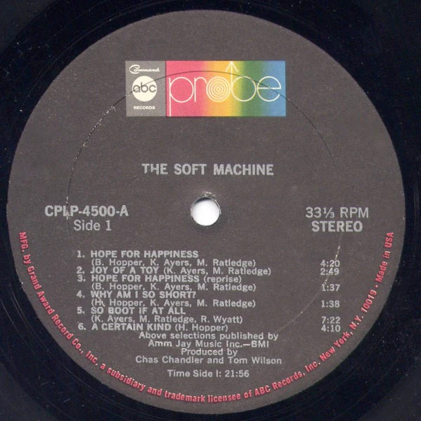 THE SOFT MACHINE, Soft Machine (Probe; CPLP4500, US 1968, Uncensored Gatefold Die Cut Sleeve With Circular Rotating Cog) LP G/G+ - Image 3