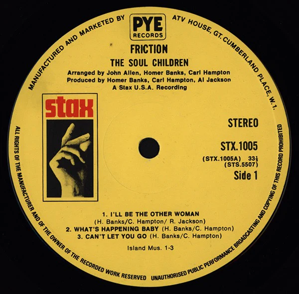 THE SOUL CHILDREN, Friction (Stax ; STX 1005, UK 1974) LP VG/G+ - Image 3