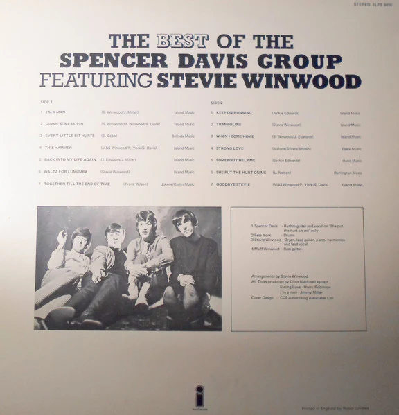 THE SPENCER DAVIS GROUP FEATURING STEVE WINWOOD, The Best Of The Spencer Davis Group Featuring Steve Winwood (Island Records; ILPS 9070, UK ) LP VG/VG+ - Image 2