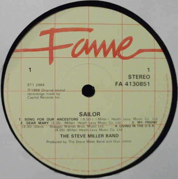 THE STEVE MILLER BAND, Sailor (Fame; FA 4130851, UK 1980s Reissue) LP VG+/VG+ - Image 3
