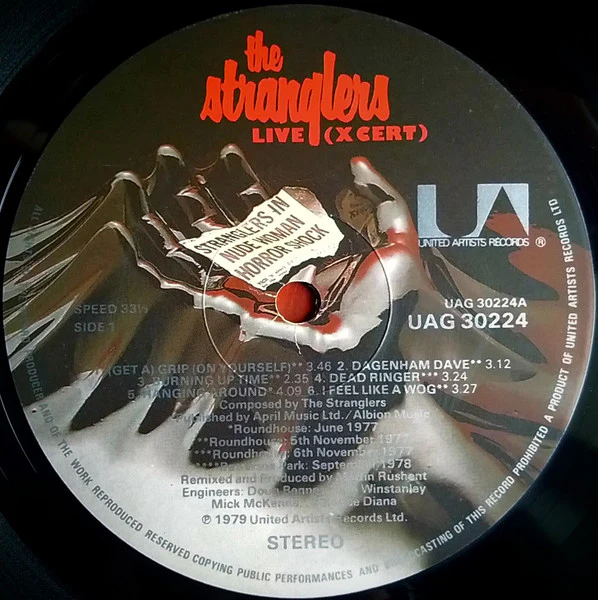 THE STRANGLERS, Live (X Cert) (United Artists Custom Labels; UAG 30224, UK 1979, Inner) LP VG/VG - Image 3
