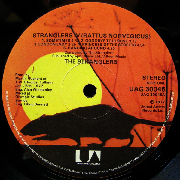 THE STRANGLERS, Stranglers IV (Rattus Norvegicus) (United Artists Records; UAG 30045, UK 1977, Inner With Rounded Corners, "Jonz" Runout) LP VG/G+ - Image 3