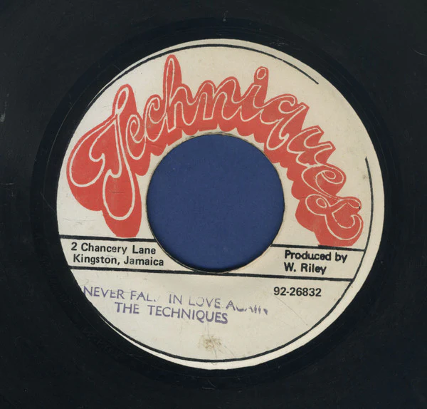 THE TECHNIQUES, Never Fall In Love Again (Techniques; none, Jamaica 1980s), SALE - Up to 50% Off the Original Price 7" /VG
