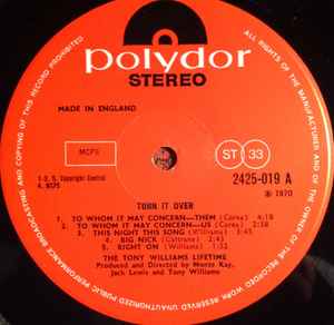 THE TONY WILLIAMS LIFETIME, Turn It Over (Polydor ; 2425 019, UK 1970, Laminated Sleeve) LP G+/VG - Image 3