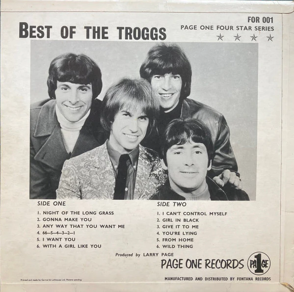 THE TROGGS, Best Of (Page One; FOR 001, UK 1967, Laminated Flipback Sleeve, Mono), SALE - Up to 50% Off the Original Price  LP VG/VG+ - Image 2