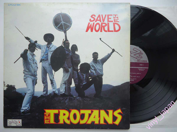 THE TROJANS, Save The World (Gaz's Rockin' Records; LP GAZ 005, UK 1990) LP VG/VG