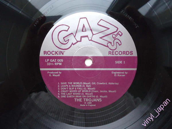THE TROJANS, Save The World (Gaz's Rockin' Records; LP GAZ 005, UK 1990) LP VG+/VG+ - Image 3
