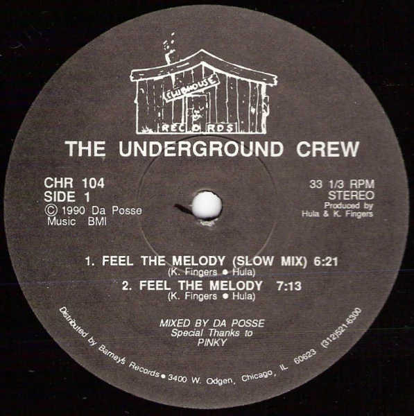 THE UNDERGROUND CREW, Feel The Melody (Clubhouse Records; CHR 104, US 1990) 12" /VG - Image 2