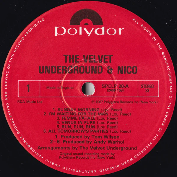 THE VELVET UNDERGROUND & NICO, The Velvet Underground & Nico (Polydor; SPELP 20, UK 1983 Reissue, A1/B1 420W ) LP VG/VG+ - Image 3