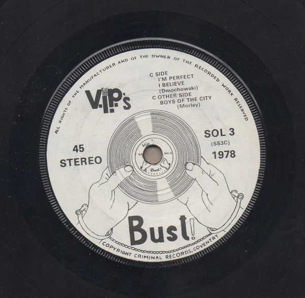 THE V.I.P.'S, Music For Funsters (Criminal Records ; SOL 3, UK 1978, Die Cut Sleeve) 7" EP VG+/EX - Image 3