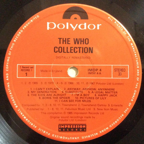 THE WHO, Collection (Impression; IM DP4, UK 1985, Gatefold) 2xLP VG/VG - Image 3