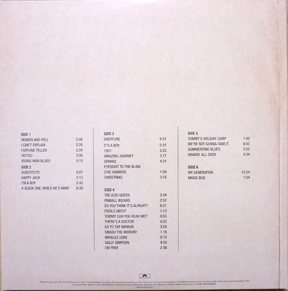 THE WHO, Live At Leeds (Polydor; 0600753698075, Europe 2016 Reissue, Triple Gatefold, 3 Inners, No Obi. Half Speed Mastered 180 Gram Vinyl, With Certficate.) 3xLP VG+/VG+ - Image 2