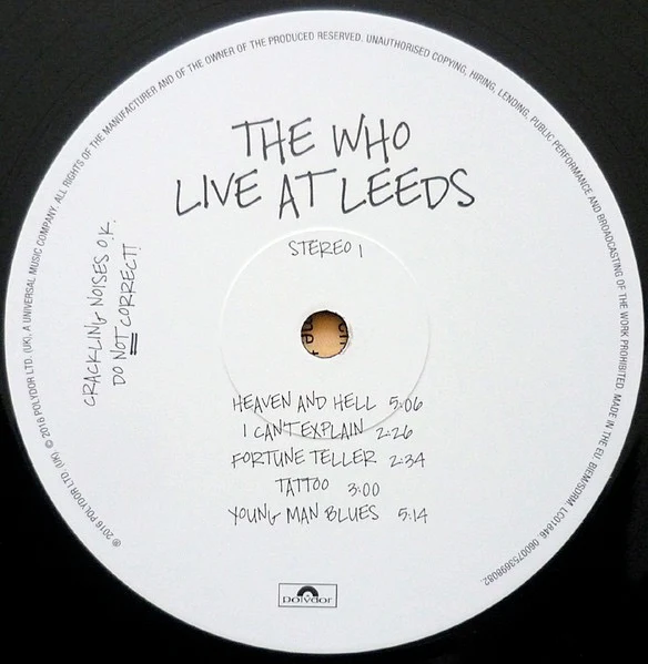 THE WHO, Live At Leeds (Polydor; 0600753698075, Europe 2016 Reissue, Triple Gatefold, 3 Inners, No Obi. Half Speed Mastered 180 Gram Vinyl, With Certficate.) 3xLP VG+/VG+ - Image 3