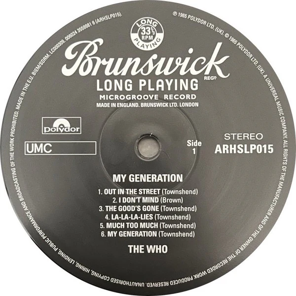 THE WHO, My Generation (Brunswick; ARHSLP015, Worldwide 2022 Reissue, Insert, Obi, Limited Edition, Remastered, Stereo, Half Speed Mastering) LP NEW/NEW - Image 3
