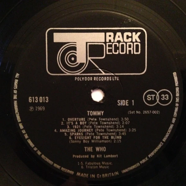 THE WHO, Tommy (Track Record Black Auto-Coupled Labels; 2657 002, UK 1970s Reissue, Triple Gatefold With Patent Pending Above Track Logo On Rear Sleeve, Unnumbered Limited Edition Booklet) 2xLP VG+/EX - Image 3
