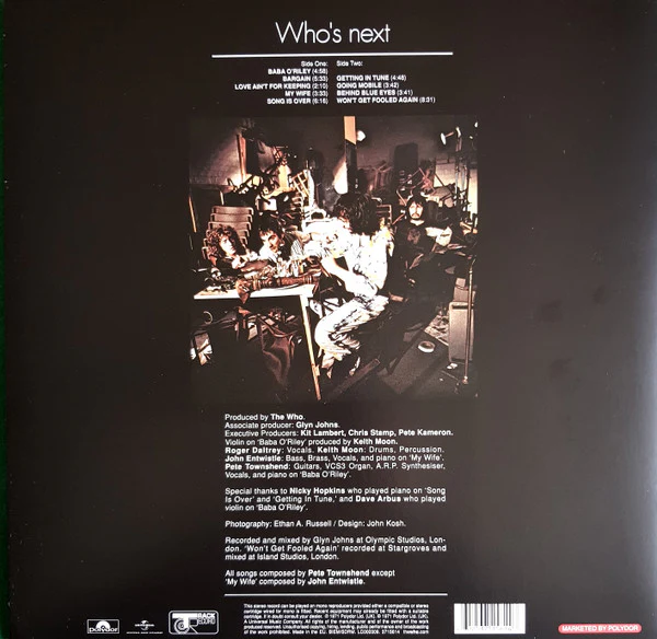 THE WHO, Who's Next (Polydor; 3715614, UK 2015 Reissue, Inner, 180 Gram Vinyl.) LP VG+/EX - Image 2