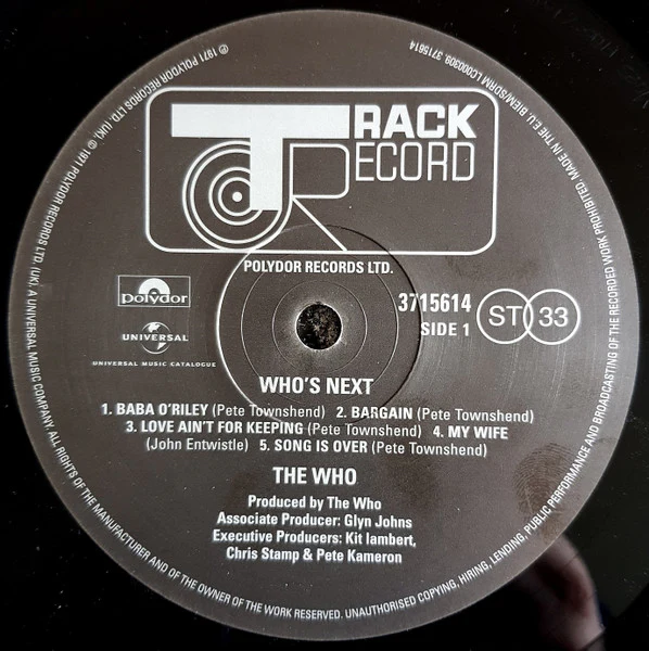 THE WHO, Who's Next (Polydor; 3715614, UK 2015 Reissue, Inner, 180 Gram Vinyl.) LP VG+/EX - Image 3