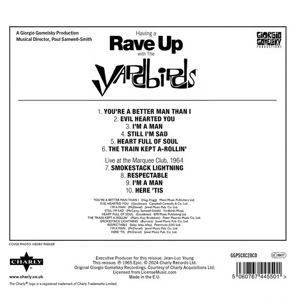 THE YARDBIRDS, Having A Rave Up With The Yardbirds (Charly Records; GGPSCXC28CD, Europe 2024 Reissue, Digipak) CD VG+/VG+ - Image 2
