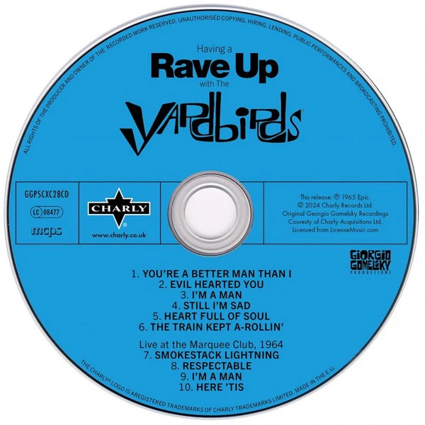 THE YARDBIRDS, Having A Rave Up With The Yardbirds (Charly Records; GGPSCXC28CD, Europe 2024 Reissue, Digipak) CD VG+/VG+ - Image 3
