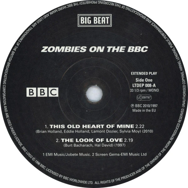 THE ZOMBIES, Zombies On The BBC (Big Beat Records; LTDEP 008, UK 2010, Picture Sleeve) 7" EP VG+/VG+ - Image 3