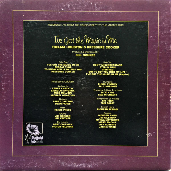 THELMA HOUSTON & PRESSURE COOKER, I've Got The Music In Me (Sheffield Lab ; LAB-2, US 1975, Gatefold, Inner, No "Made In" text at bottom of label) LP VG/VG - Image 2