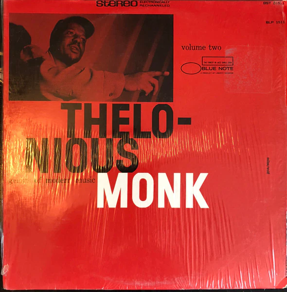 THELONIOUS MONK, Genius Of Modern Music, Volume Two (Blue Note (Dark Blue w/ white 'b'); BST 81511, US 1975 Reissue, Company Inner, Stereo) LP VG/G+