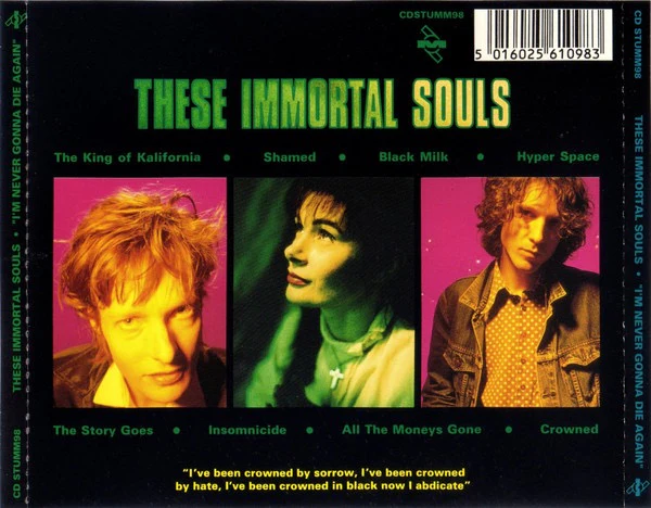 THESE IMMORTAL SOULS, I'm Never Gonna Die Again (Mute; CDSTUMM98, UK 1992, Jewel Case) CD VG+/VG+ - Image 2