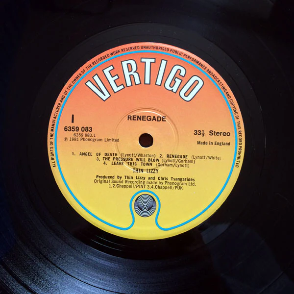 THIN LIZZY, Renegade (Vertigo; 6359083, UK 1981, Inner, "TOWNHOUSE" Matrix.) LP VG/VG+ - Image 3