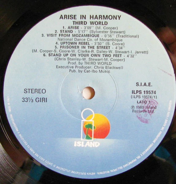 THIRD WORLD, Arise In Harmony (Island Records; ILPS 19574, Italy 1980) LP VG/VG+ - Image 3