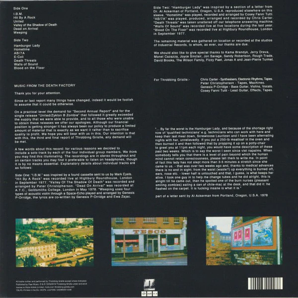 THROBBING GRISTLE, D.o.A. The Third And Final Report (Mute; TGLP3, UK, Europe & US 2019 Reissue, Booklet, Green Vinyl) LP VG+/VG+ - Image 2