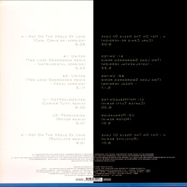 THROBBING GRISTLE, Mutant (Remix Project) (Novomute; NOMU122LP, UK 2004, Gatefold, remixed by Two Lone Swordsmen, Carl Craig, Carter Tutti, Ratcliffe, MOTOR) 2x12" G+/VG+ - Image 2