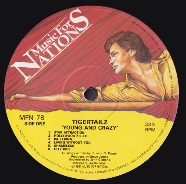 TIGERTAILZ, Young And Crazy (Music For Nations; MFN 78, UK 1987, Inner) LP VG+/VG - Image 3