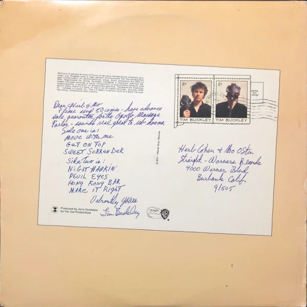 TIM BUCKLEY, Greetings From L.A. (WB BurbankWith W Logo On Rim; K46176, UK 1974 Reissue, Inside Loading Gatefold With Postcard) LP VG/VG - Image 2