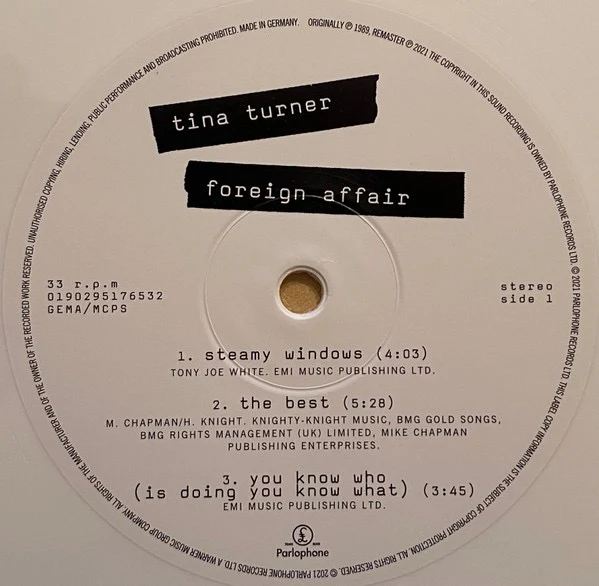 TINA TURNER, Foreign Affair (Parlophone ; 0190295176532, Europe 2021 Reissue, Gatefold, Limited Edition, Remastered, White Vinyl) 2xLP NEW/NEW - Image 3