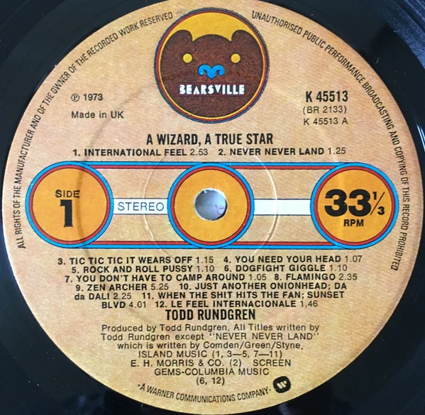 TODD RUNDGREN, A Wizard, A True Star (Bearsville; 45513, UK 1970s Reissue, Gatefold), SALE - Up to 50% Off the Original Price LP VG/G+ - Image 3