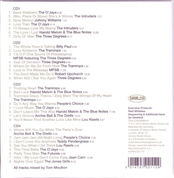 TOM MOULTON, Philadelphia International Classics: The Tom Moulton Remixes (Harmless; HURTXCD 112, UK 2012, Box Set, 4 Inners & booklet) 4xCD EX/EX - Image 2