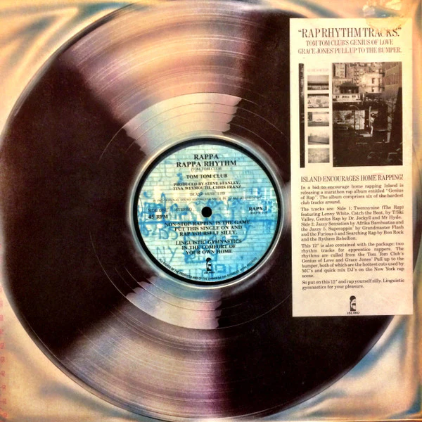 TOM TOM CLUB / COMPASS POINT ALL STARS, Rappa Rappa Rhythm / Peanut Butter (Island Records; RAPX 1, UK 1982, Die Cut Company Sleeve) LP VG/G+