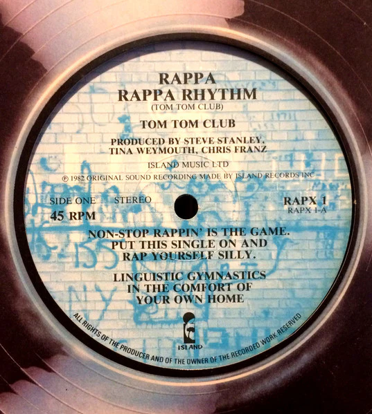 TOM TOM CLUB / COMPASS POINT ALL STARS, Rappa Rappa Rhythm / Peanut Butter (Island Records; RAPX 1, UK 1982, Die Cut Company Sleeve) LP VG/G+ - Image 2