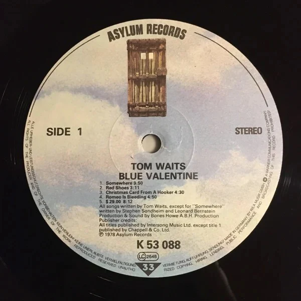 TOM WAITS, Blue Valentine (Asylum Records; AS 53 088, Germany 1980s Reissue, Gatefold, No Barcode, No Rights Box On Label) LP VG/VG - Image 3