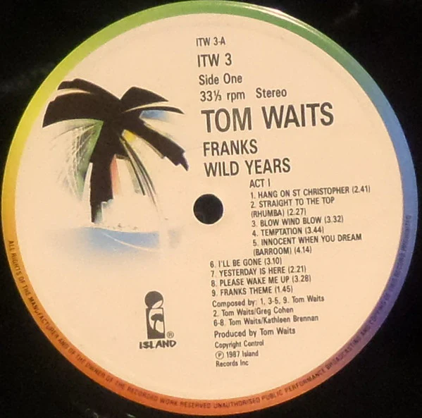 TOM WAITS, Franks Wild Years (Island Colourband Rim; ITW3, UK 1987, Gatefold) LP VG/VG - Image 3