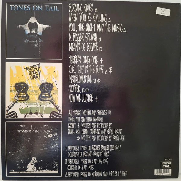 TONES ON TAIL, Tones On Tail (Situation Two; SITL 12, UK 1990) LP G+/G+ - Image 2