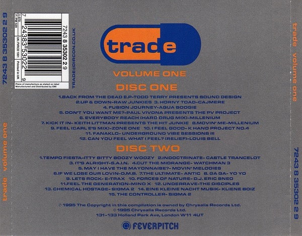 TONY DE VIT & D.J. MALCOLM DUFFY, Trade Volume One (Feverpitch; FVRCD 1001, UK 1995, Double CD Case) 2xCD VG+/VG - Image 2