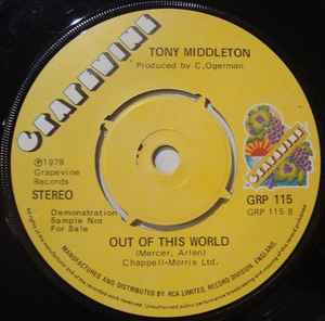 TONY MIDDLETON, Paris Blues / Out Of This World (Grapevine; GRP 115, UK 1978 Reissue, Promo, 4 prong centre) 7" /VG+ - Image 2