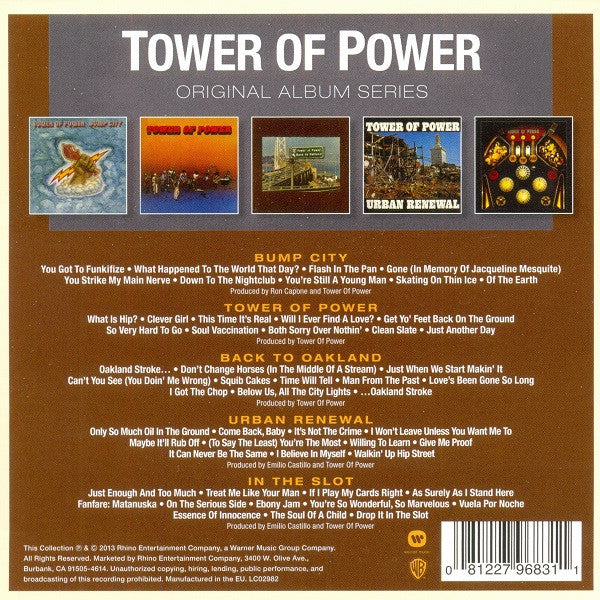 TOWER OF POWER, Original Album Series (Warner Music; 8122796831, Europe 2013, Slipcase, 5 Inners) 5xCD VG+/EX - Image 2