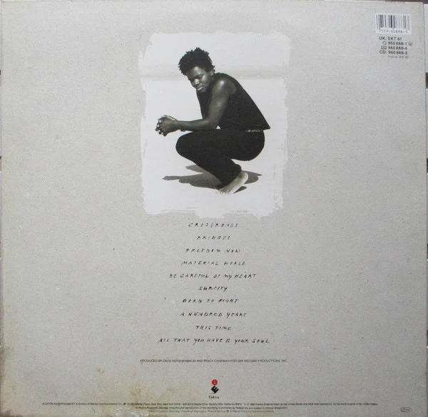 TRACY CHAPMAN, Crossroads (Elektra; 960 888-1, Europe 1989, Inner & Insert, Three Line Of Text Bottom Rear Of Sleeve) LP VG+/VG - Image 2