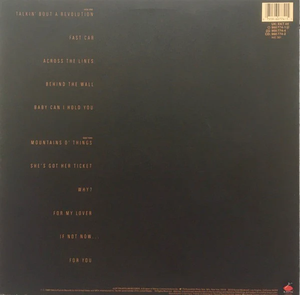TRACY CHAPMAN, Tracy Chapman (Elektra; 960 774-1, Europe 1988, Matte Sleeve, Inner, Small Pressing Ring, GEMA/BIEM Box) LP VG+/VG+ - Image 2